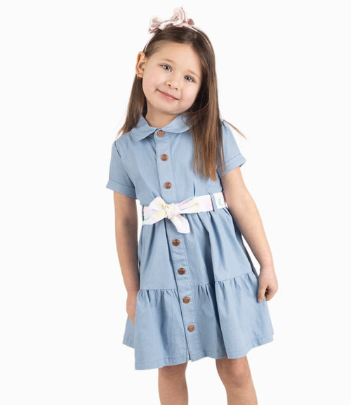 Vestido Niña Con Cinturón Denim Celeste 2 años / Denim Celeste