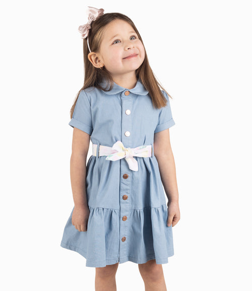Vestido Niña Con Cinturón Denim Celeste 2 años / Denim Celeste