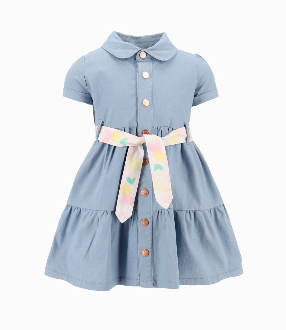 Vestido Niña Con Cinturón Denim Celeste 2 años / Denim Celeste