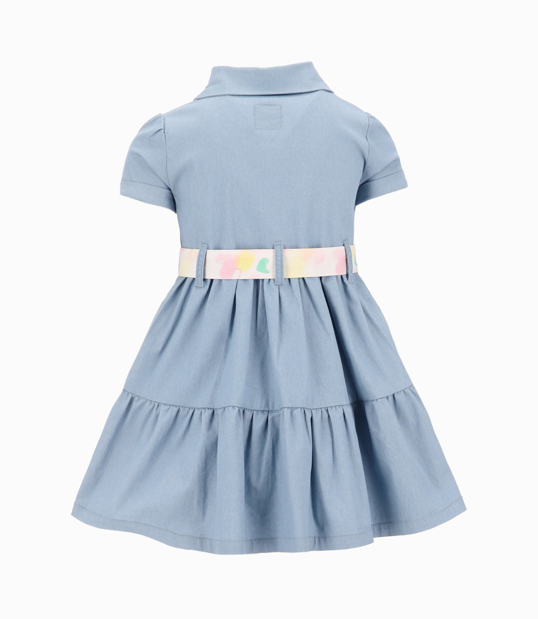 Vestido Niña Con Cinturón Denim Celeste 2 años / Denim Celeste