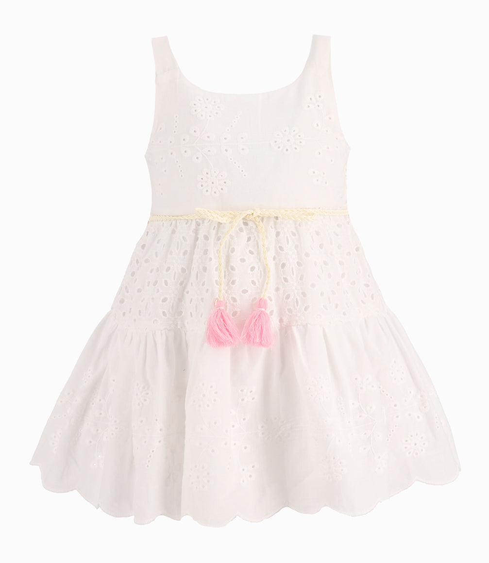 Vestido Niña Con Diseño Blanco