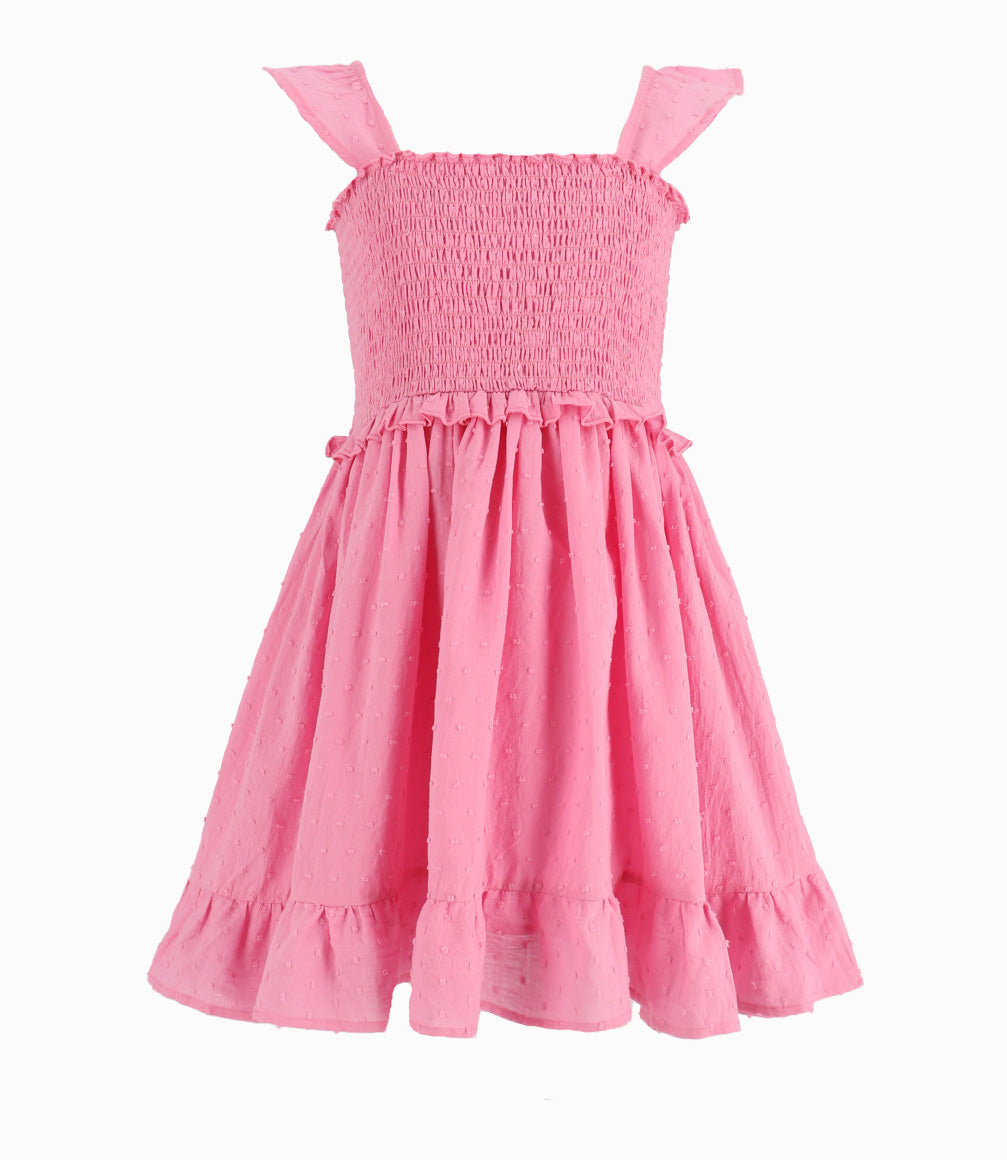 Vestido Niña Con Diseño Rosado