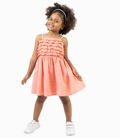 Vestido Niña Estampado De Flores Coral 2 años / Coral