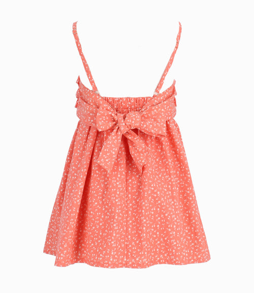Vestido Niña Estampado De Flores Coral