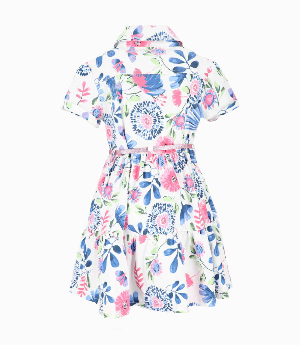 Vestido niña con cinturón 2 años / Blanco
