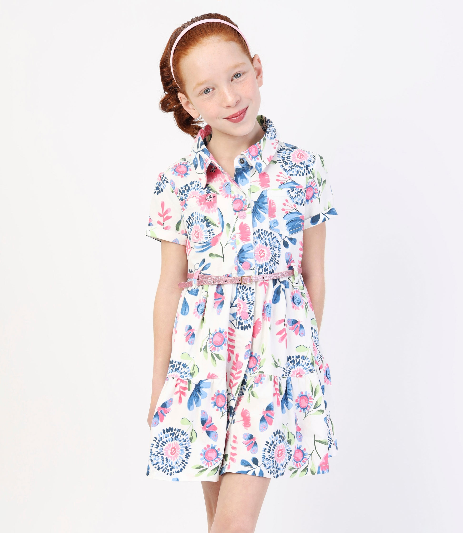 Vestido niña con cinturón 2 años / Blanco