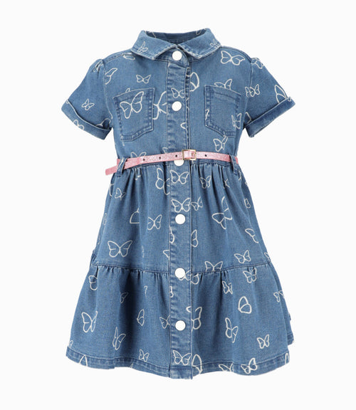 Vestido niña con cinturón 2 años / Azul Marino