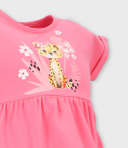 Vestido niña con leopardo 2 años / Fucsia
