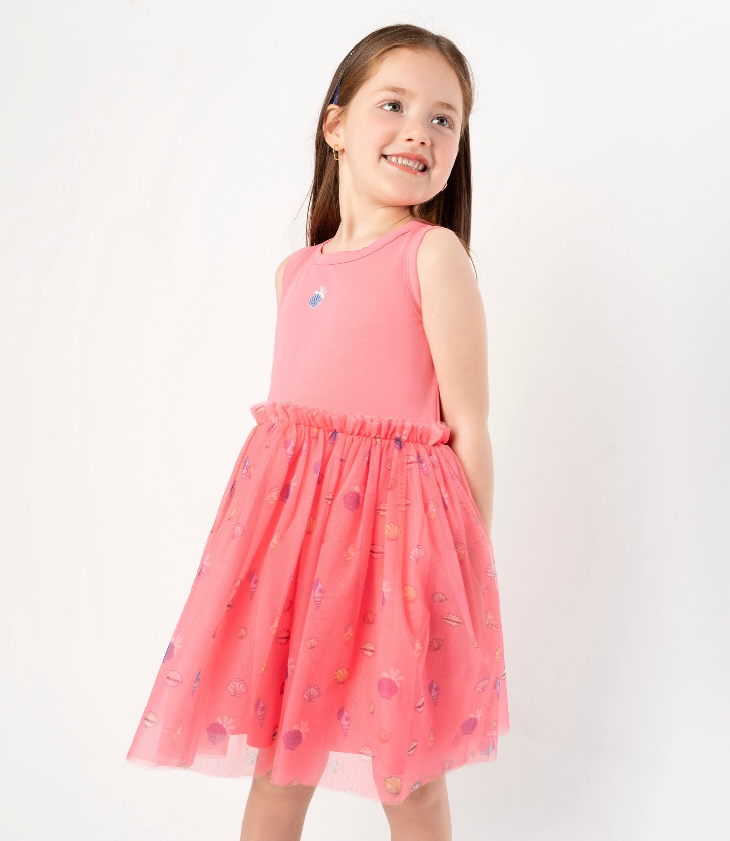 Vestido niña con tul 2 años / Coral