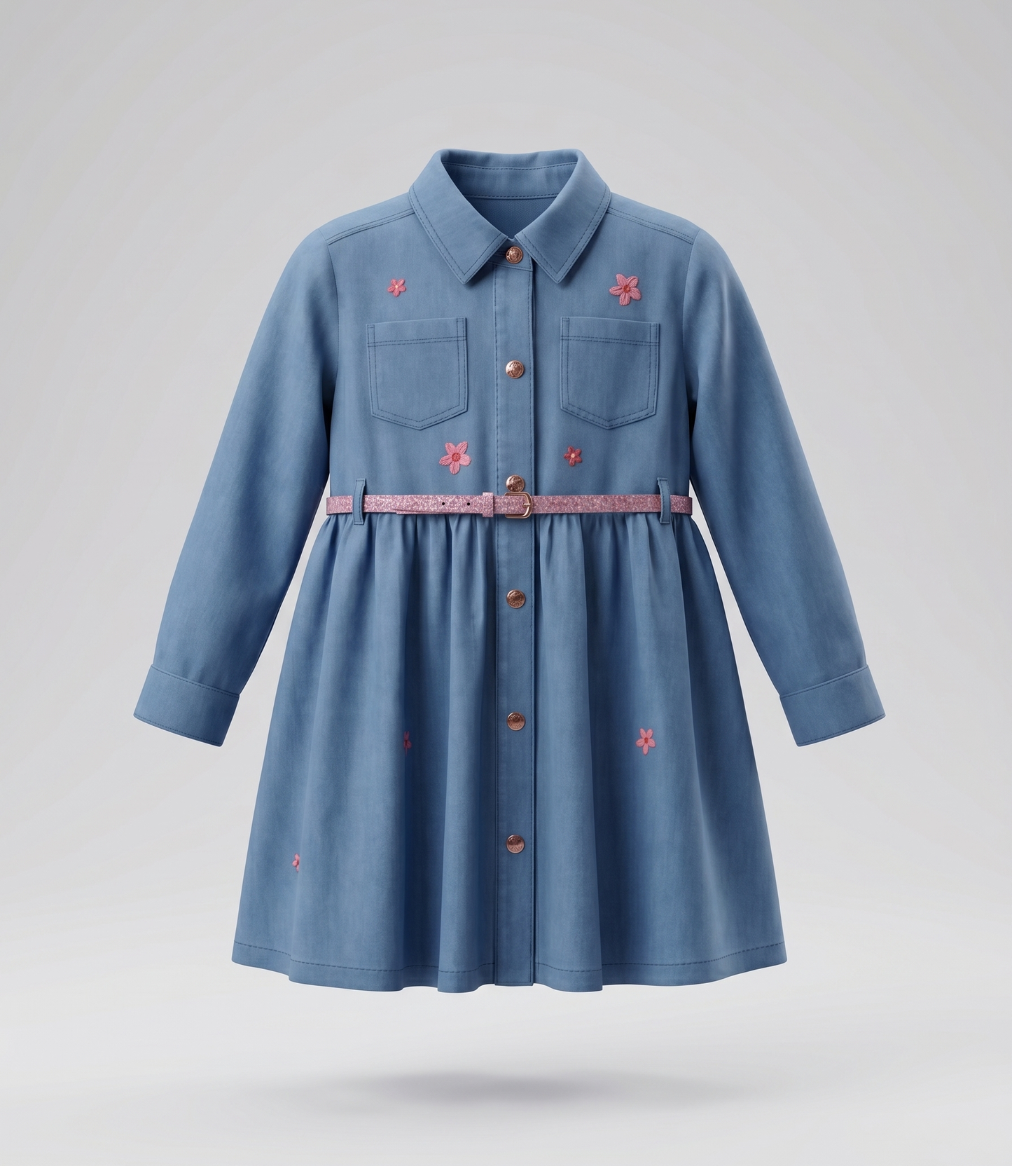 Vestido niña denim con flores