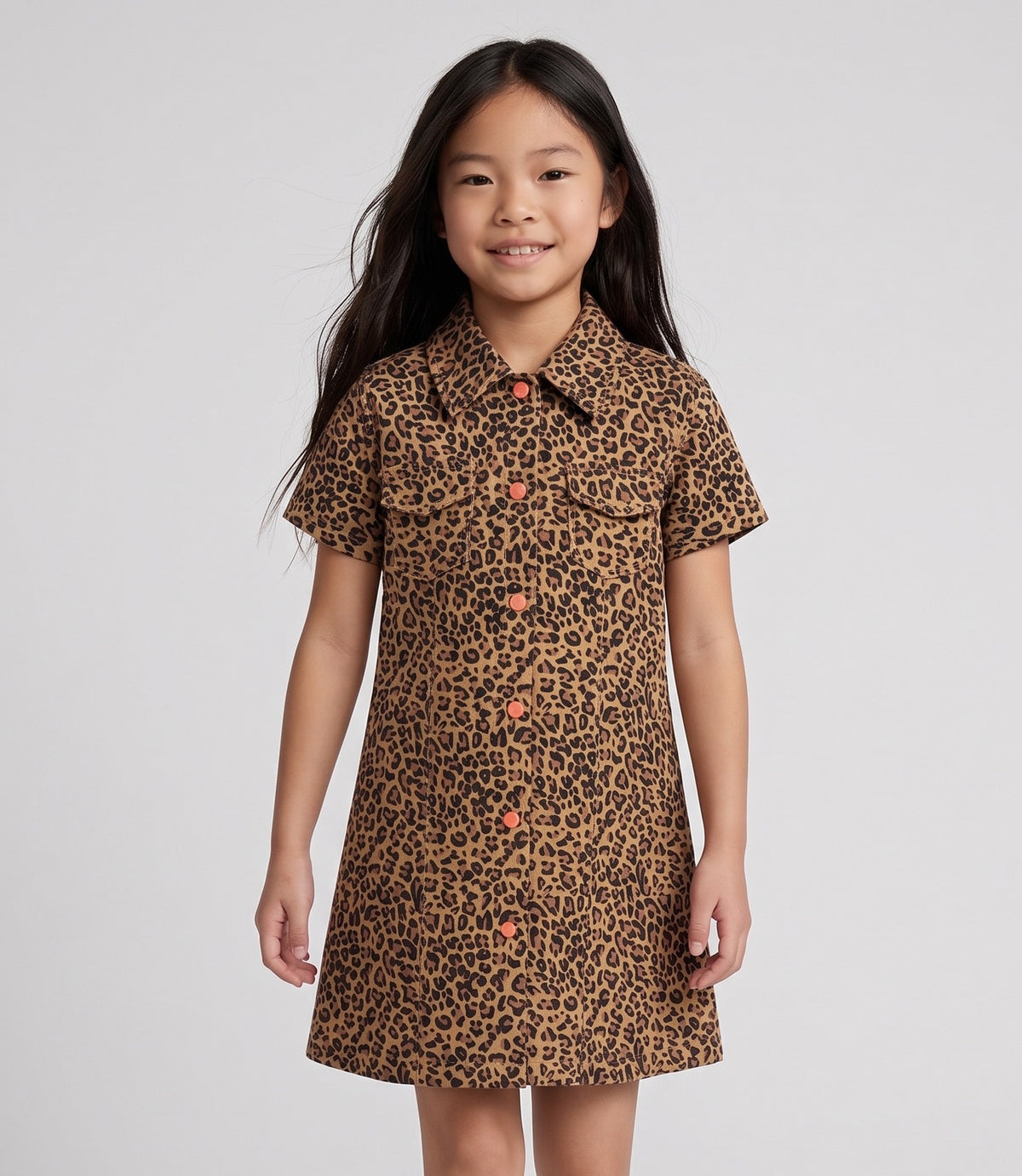 Vestido niña animal print 6 años / Café