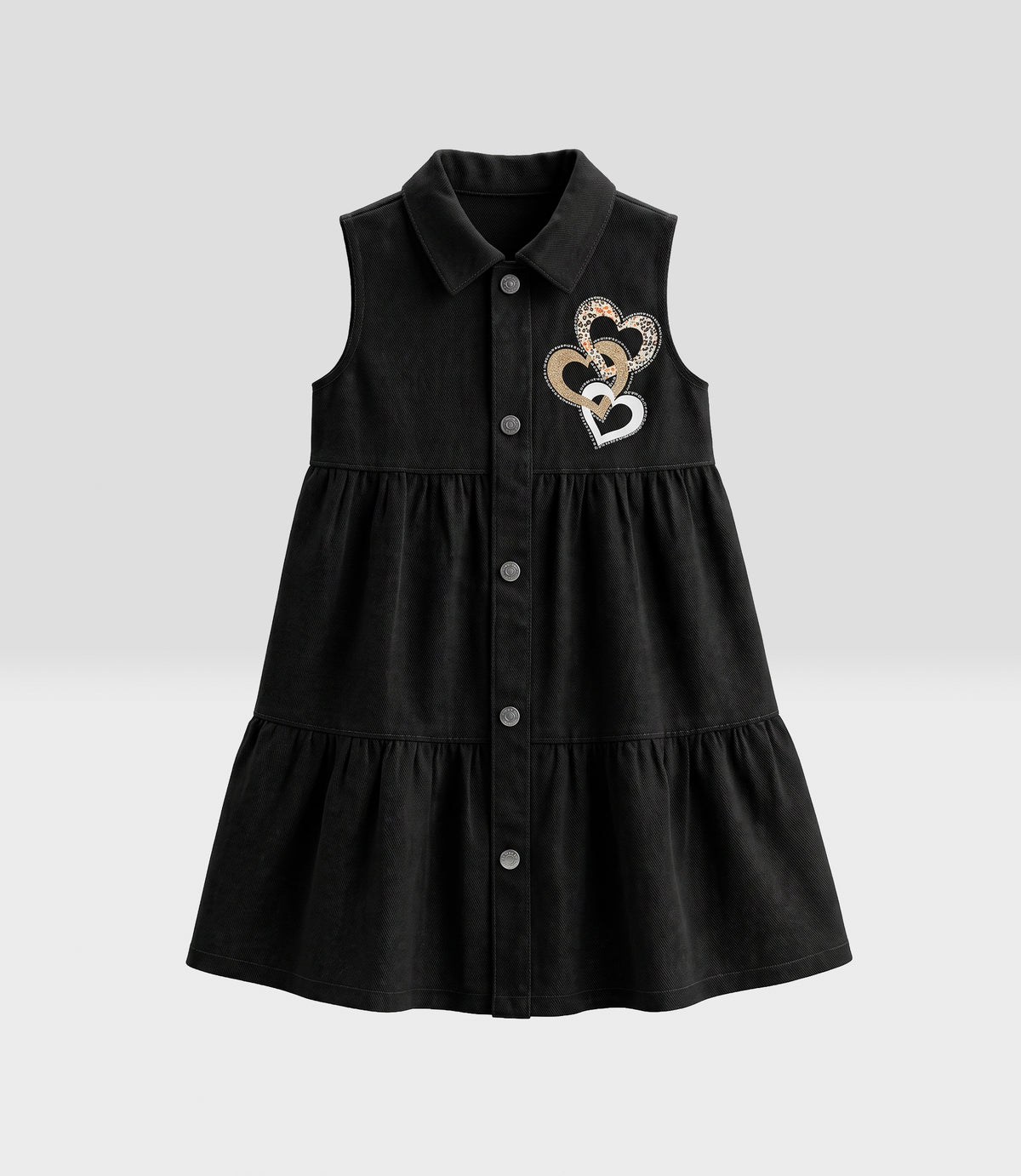Vestido niña corazones 2 años / Negro