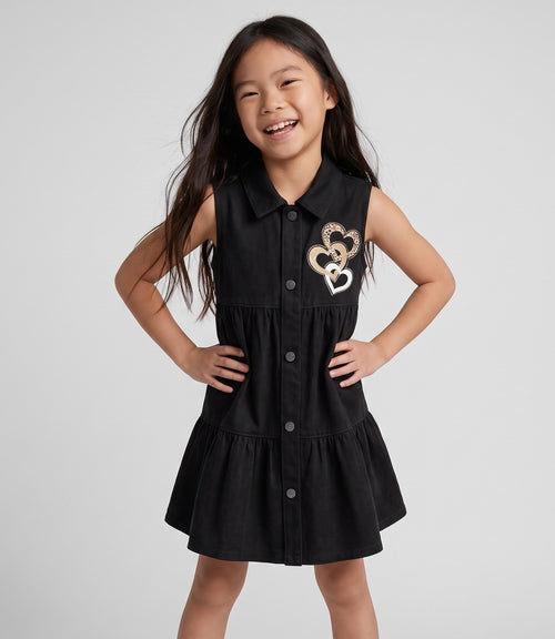 Vestido niña corazones 2 años / Negro