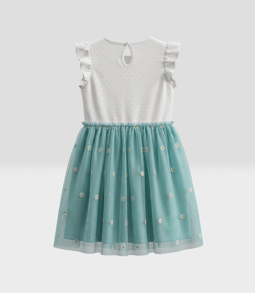 Vestido niña con tul 2 años / Menta
