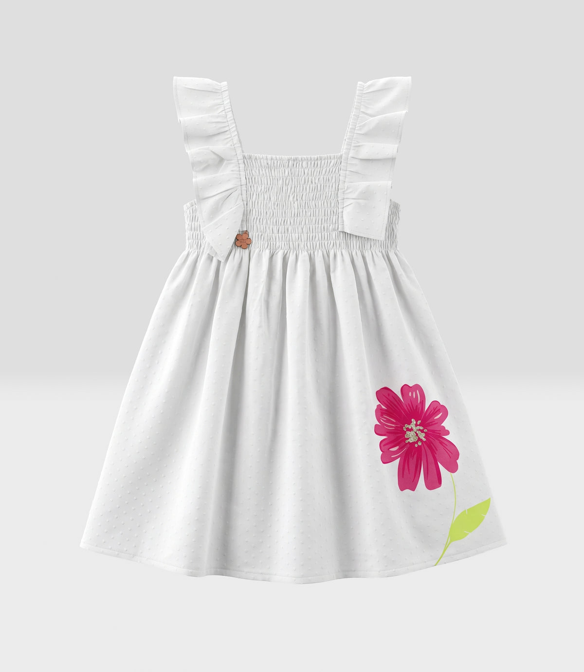 Vestido niña algodón con vuelos 2 años / Crudo