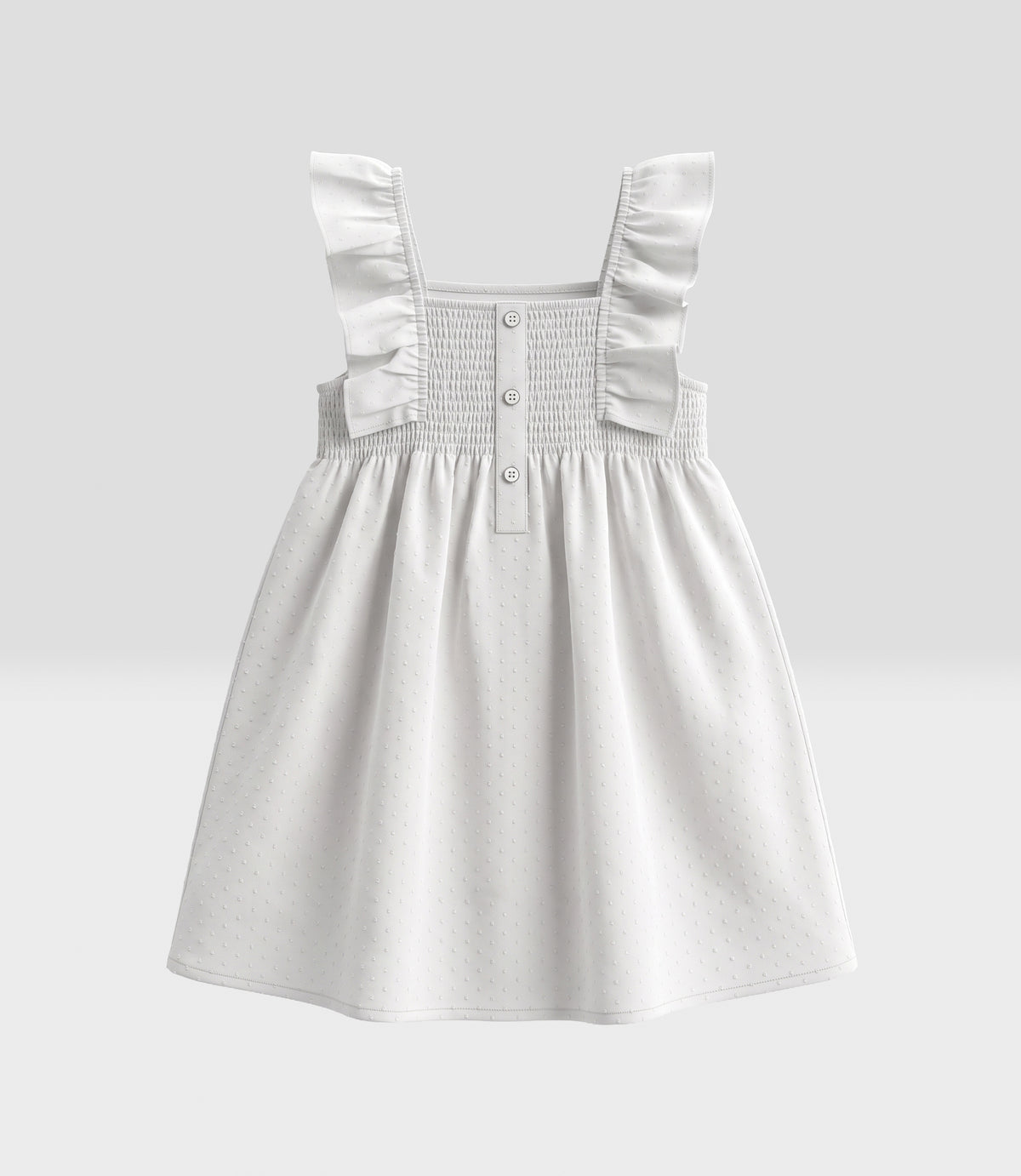 Vestido niña algodón con vuelos 2 años / Crudo
