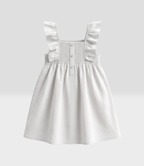 Vestido niña algodón con vuelos 2 años / Crudo