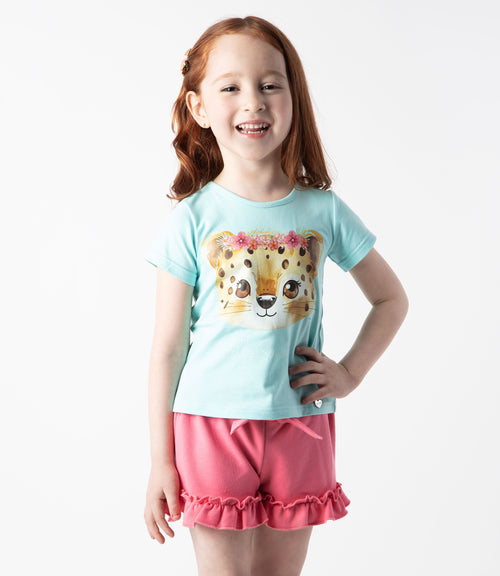 Short niña con vuelos 2 años / Fucsia