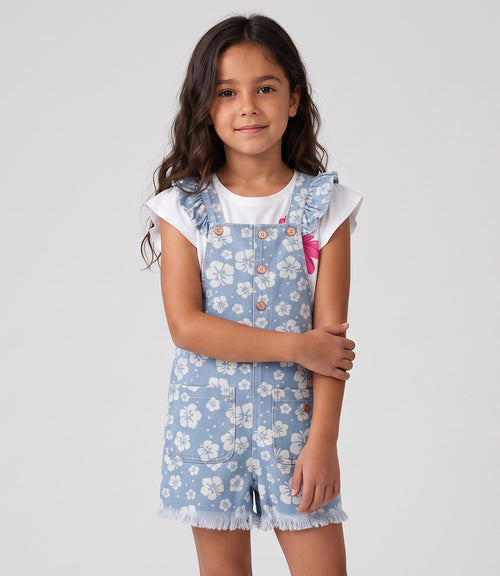 Jardinera niña denim 2 años / Celeste
