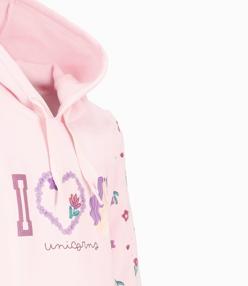 Buzo niña con unicornio 2 años / Rosado