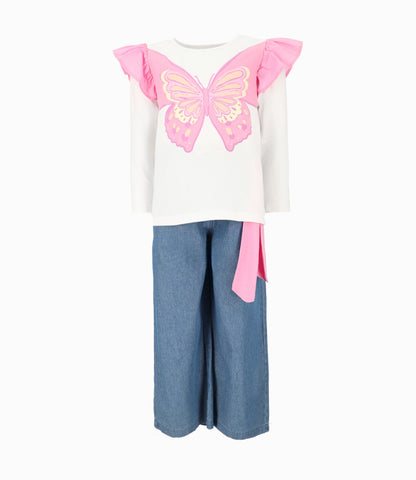 Conjunto niña mariposa de polera y pantalón