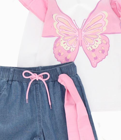 Conjunto niña mariposa de polera y pantalón