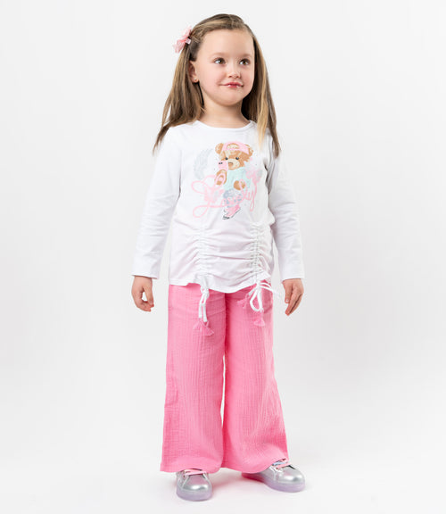 Conjunto niña oso de polera y pantalón 2 años / Rosado