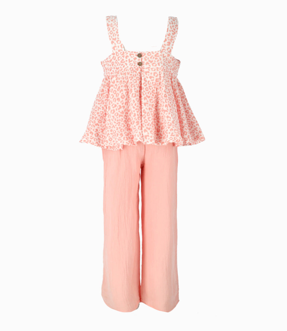 Conjunto niña con vuelos 2 años / Rosado