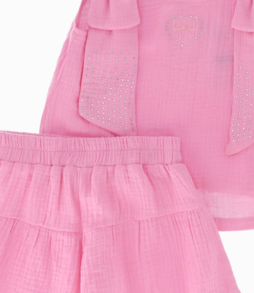 Conjunto niña con lazo 2 años / Rosado