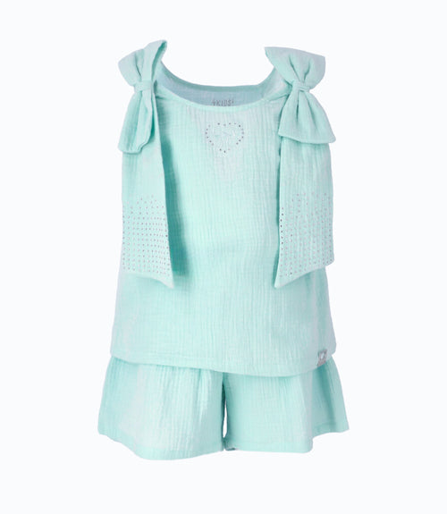 Conjunto niña con lazo 2 años / Menta