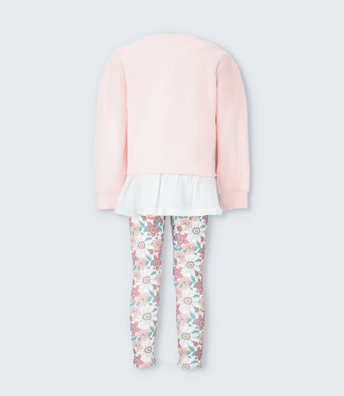 Conjunto niña floreado 2 años / Rosado