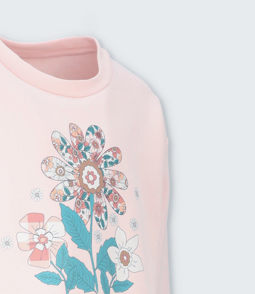 Conjunto niña floreado 2 años / Rosado