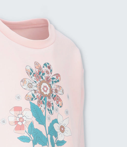 Conjunto niña floreado 2 años / Rosado