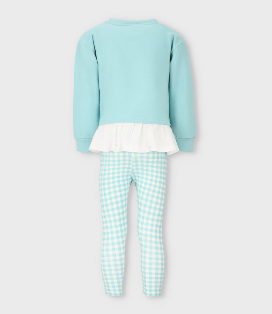 Conjunto niña con flores 2 años / Menta