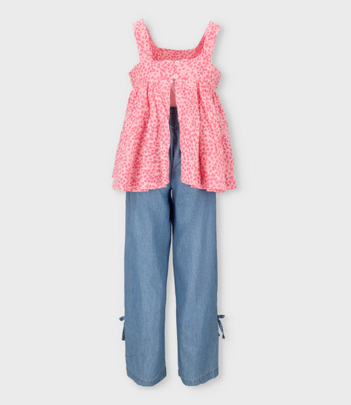 Conjunto niña con print 2 años / Rosado