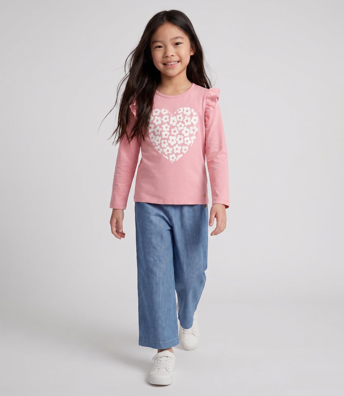 Conjunto niña con vuelos 2 años / Rosado