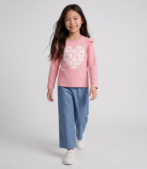 Conjunto niña con vuelos 2 años / Rosado