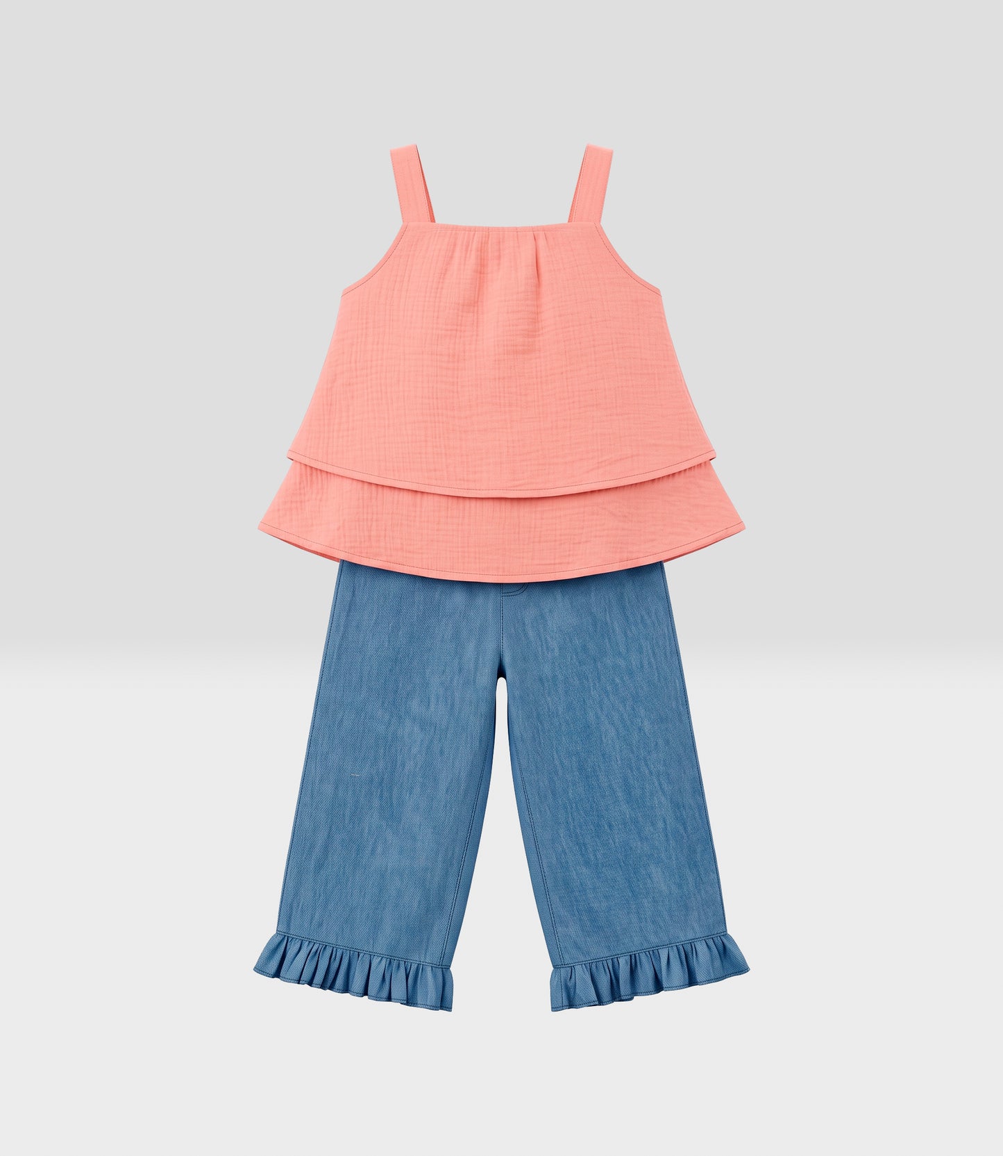 Conjunto niña con vuelos 2 años / Coral
