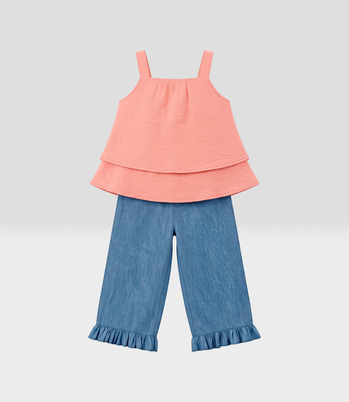 Conjunto niña con vuelos 2 años / Coral
