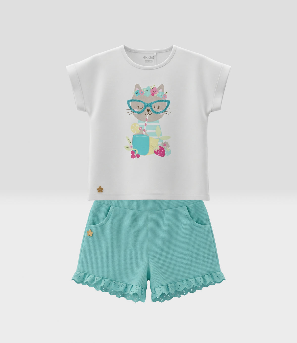 Conjunto niña flor 2 años / Menta