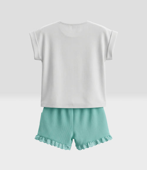 Conjunto niña flor 2 años / Menta
