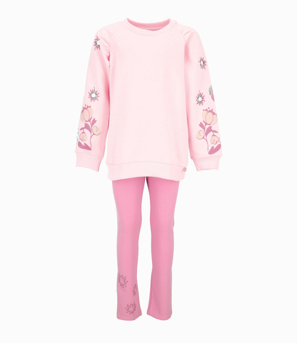 Conjunto niña con flores 2 años / Rosado