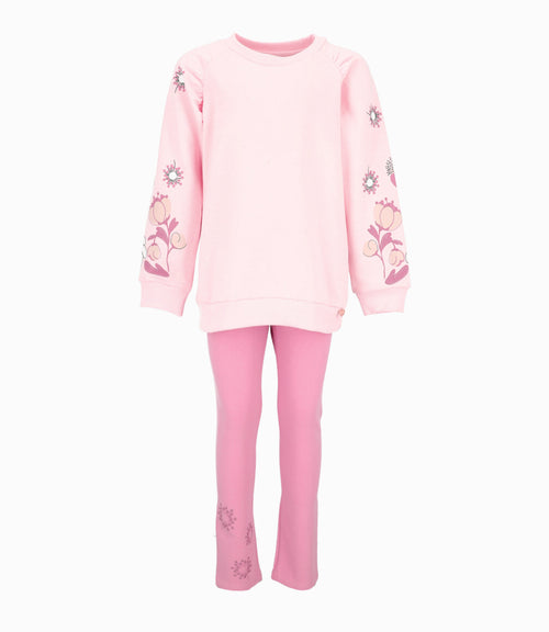 Conjunto niña con flores 2 años / Rosado