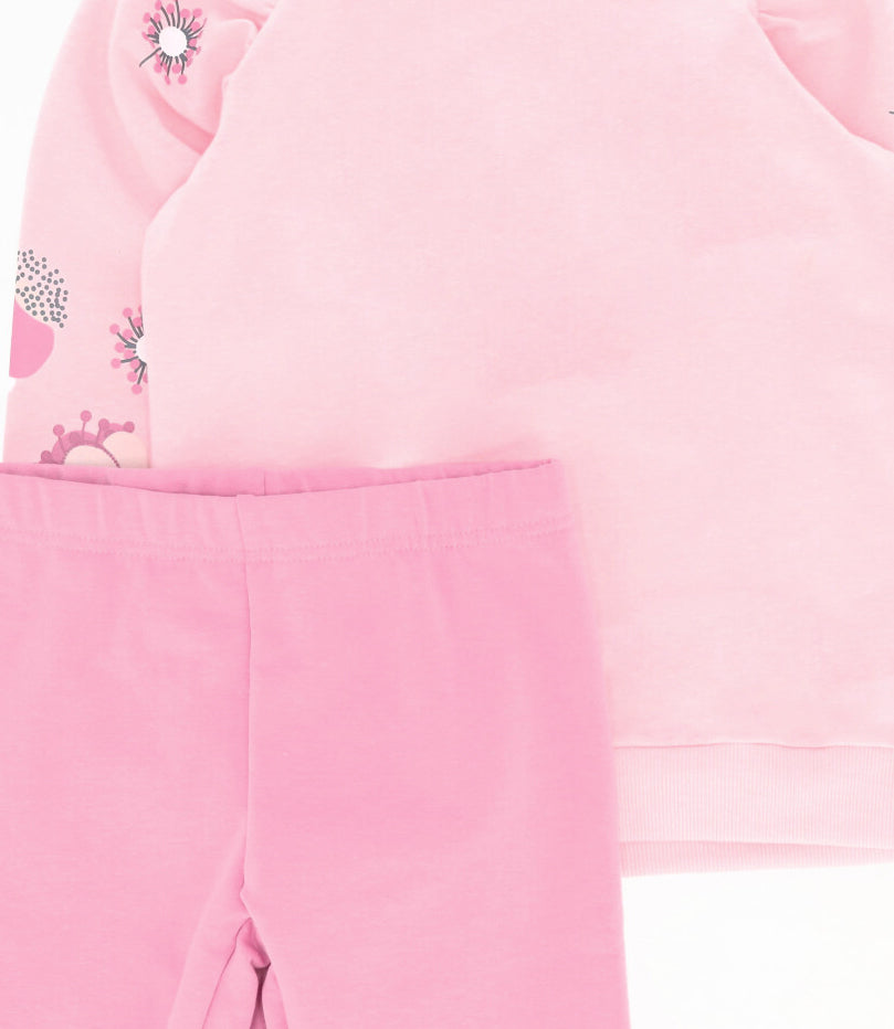 Conjunto niña con flores 2 años / Rosado