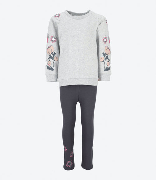 Conjunto niña con flores 2 años / Gris