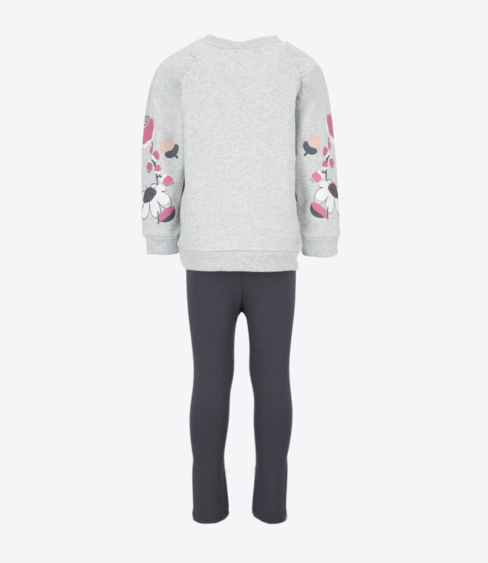 Conjunto niña con flores 2 años / Gris
