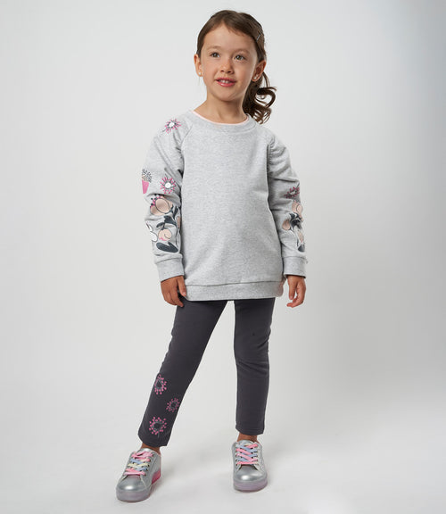 Conjunto niña con flores 2 años / Gris