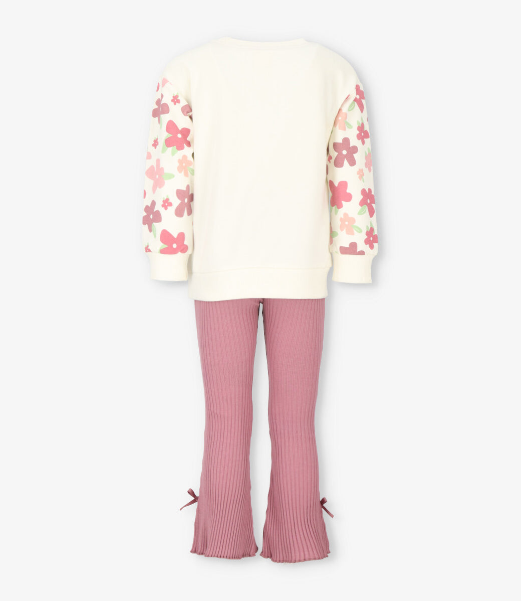 Conjunto niña con flores 2 años / Rosado