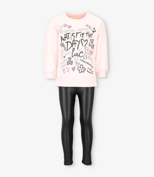 Conjunto niña grafiti 2 años / Rosado