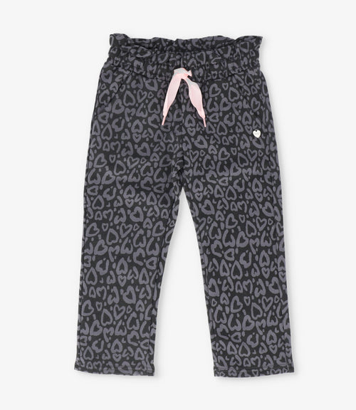 Pantalón de buzo niña corazones 2 años / Gris
